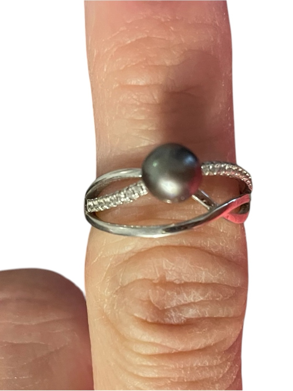 Sterling Silver Black Fresh water Pearl Ring